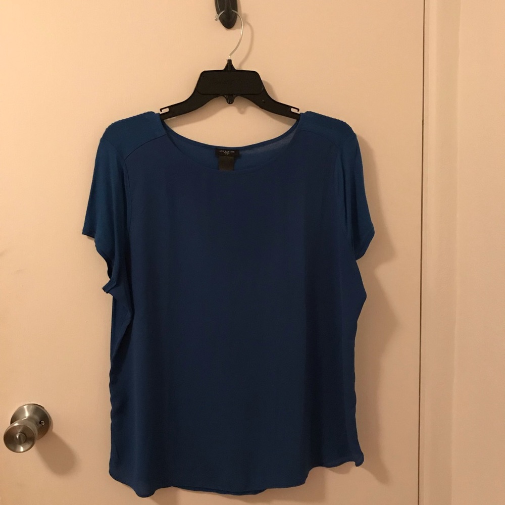 Ann Taylor Blue Blouse Large Petite